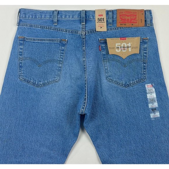 Levis 501 93 Straight Cropped Men 38 Light Blue Jeans Denim Button Fly 290980023 - Picture 2 of 12